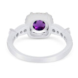 Art Deco Round Natural Stone Halo Ring