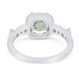 Art Deco Round Natural Stone Halo Ring