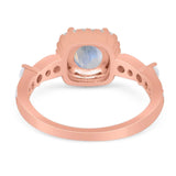 Art Deco Round Natural Stone Halo Ring