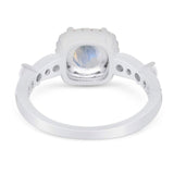 Art Deco Round Natural Stone Halo Ring