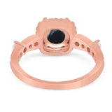 Art Deco Round Natural Stone Halo Ring