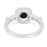 Art Deco Round Natural Stone Halo Ring