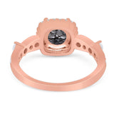 Art Deco Round Natural Stone Halo Ring