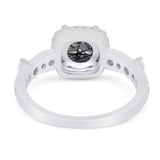 Art Deco Round Natural Stone Halo Ring