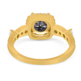 Art Deco Round Natural Stone Halo Ring