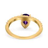 Pear Teardrop Natural Stone Wedding Ring