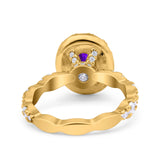 Oval Natural Stone Art Deco Ring