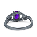 Oval Natural Stone Leaf Split Shank Ring