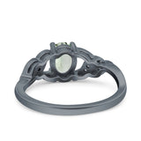 Oval Natural Stone Leaf Split Shank Ring