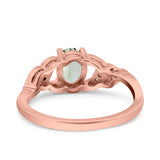 Oval Natural Stone Leaf Split Shank Ring