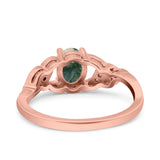 Oval Natural Stone Leaf Split Shank Ring