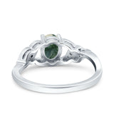 Oval Natural Stone Leaf Split Shank Ring