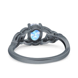 Oval Natural Stone Leaf Split Shank Ring