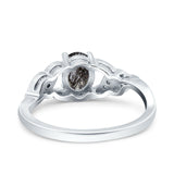 Oval Natural Stone Leaf Split Shank Ring