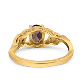 Oval Natural Stone Leaf Split Shank Ring