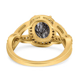 Oval Natural Stone Infinity Twisted Ring