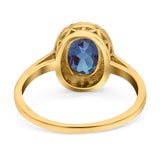 Art Deco Oval Natural Stone Wedding Ring