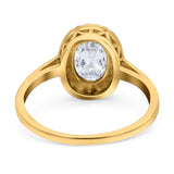 Art Deco Oval Natural Stone Wedding Ring