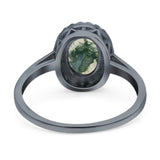 Art Deco Oval Natural Stone Wedding Ring
