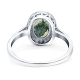 Art Deco Oval Natural Stone Wedding Ring