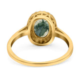 Art Deco Oval Natural Stone Wedding Ring