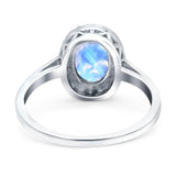 Art Deco Oval Natural Stone Wedding Ring