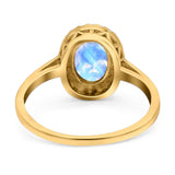 Art Deco Oval Natural Stone Wedding Ring