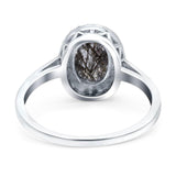 Art Deco Oval Natural Stone Wedding Ring