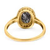 Art Deco Oval Natural Stone Wedding Ring