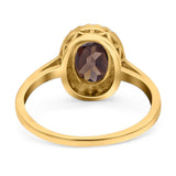 Art Deco Oval Natural Stone Wedding Ring