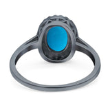Art Deco Oval Natural Stone Wedding Ring