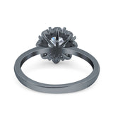 Art Deco Round Natural Stone Floral Ring