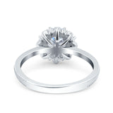 Art Deco Round Natural Stone Floral Ring