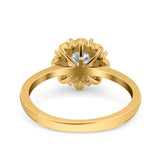 Art Deco Round Natural Stone Floral Ring