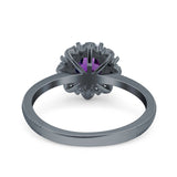 Art Deco Round Natural Stone Floral Ring