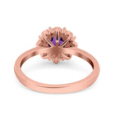 Art Deco Round Natural Stone Floral Ring