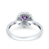 Art Deco Round Natural Stone Floral Ring