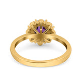 Art Deco Round Natural Stone Floral Ring