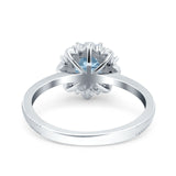 Art Deco Round Natural Stone Floral Ring