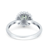 Art Deco Round Natural Stone Floral Ring