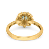 Art Deco Round Natural Stone Floral Ring