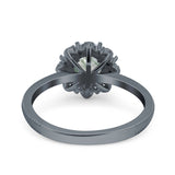 Art Deco Round Natural Stone Floral Ring