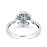 Art Deco Round Natural Stone Floral Ring