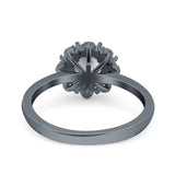 Art Deco Round Natural Stone Floral Ring