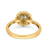 Art Deco Round Natural Stone Floral Ring
