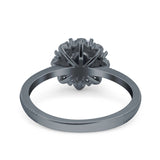 Art Deco Round Natural Stone Floral Ring