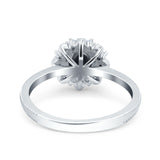 Art Deco Round Natural Stone Floral Ring