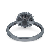 Art Deco Round Natural Stone Floral Ring