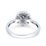 Art Deco Round Natural Stone Floral Ring