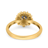 Art Deco Round Natural Stone Floral Ring